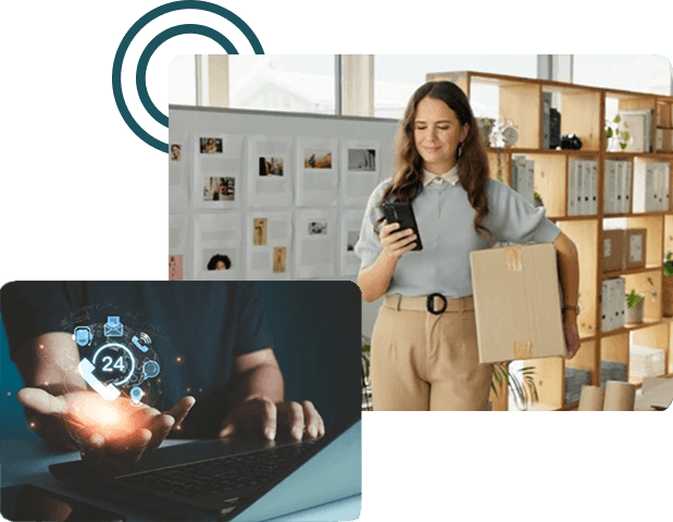 Online shop ordering and delivery illustration
